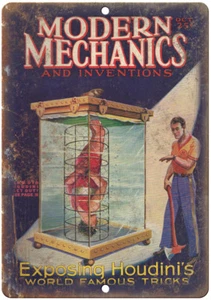 Letrero metálico reproducción Houdini 12" x 9" mecánica e invenciones modernas ZH186 - Imagen 1 de 1