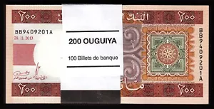 Mauritania 200 Ouguiya 2013, UNC, BUNDLE, Pack of 100 PCS, Consecutive, P-17 - Picture 1 of 5