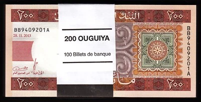 Mauritania 200 Ouguiya 2013, UNC, ½ BUNDLE, Pack of 50 PCS, Consecutive, P-17 - Image 1 of 4