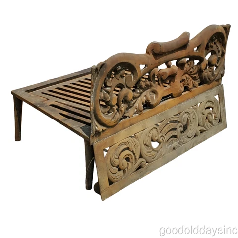 Antique Fireplace Log Holder Heavy Cast Iron - Very Ornate - Vintage Fire Grate Cover