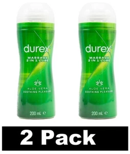 2 x DUREX 200mL MASSAGE 2 IN 1 LUBE ALOE VERA SOOTHING PLEASURE BRAND NEW - Picture 1 of 5