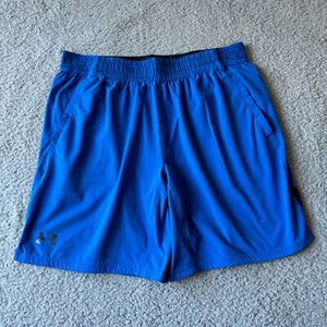 NEW Under Armour Shorts Mens Extra Large Blue Athletic Fitted HeatGear Run Train - Picture 1 of 10