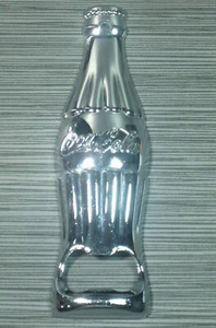 Chrome Coca-Cola Coke Bottle Shape Wall Mounted Opener - Picture 1 of 2