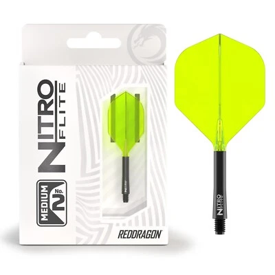 RED DRAGON  – Nitro Flite Integrated Flight & Shaft– No.2 Shape Black & Yellow - Image 1 of 4