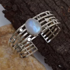 Handgefertigtes 925 Sterlingsilber Armband Mondstein Manschette Armband-NB013 - Bild 1 von 1