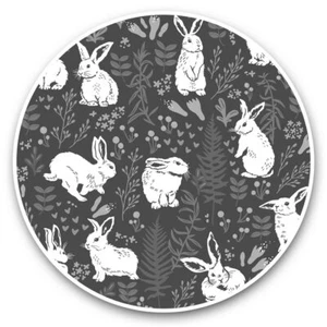 2 x Vinyl Stickers 20cm (bw) - White Rabbit Hare Bunny Cute  #38228 - Afbeelding 1 van 8