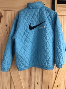 Vintage 90s Nike Blue Quilted Full Zip Coat Child’s XL - Picture 1 of 7