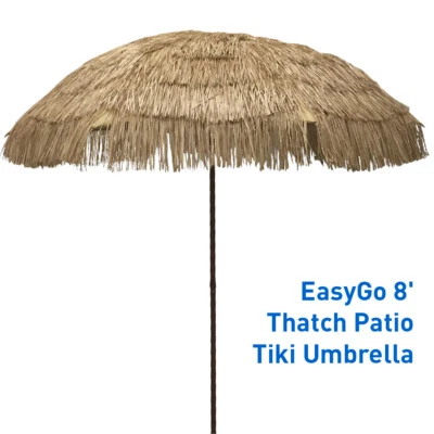 8' Thatch Patio Umbrella–Tropical Palapa Raffia Tiki Hut Hawaiian Beach Umbrella - Image 1 of 4
