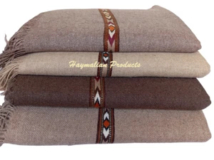 PAKISTANI ISAMPURI HANDMADE WARM PURE WOOL SOLID BEST Q  PASHTUN SHAWL WRAP MENS - Picture 1 of 9