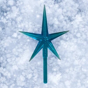 Vintage Ceramic Christmas Tree Topper Star Teal Blue Large 4” Aurora - Picture 1 of 6