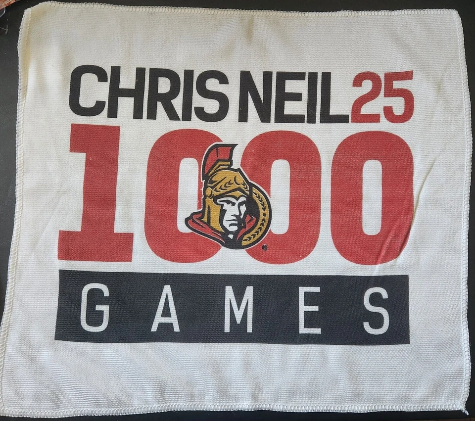 Ottawa Senators Chris NEIL NHL Hockey 1000th Game SGA Rally Towel 12/14/2016 - Image 1 of 2