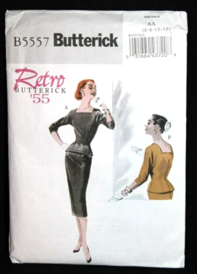 Butterick 5557 Retro '55 Forrado Top Falda Patrón Mangas 3/4 Talla 6-12 Sin Cortar NoS Foto 1 de 4
