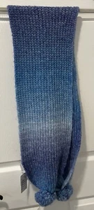 Cotton-On Kids Unisex Luxe Oversized Scarf Pom Pom 3+ y/o Blue Ombré Wool Blend - Picture 1 of 11