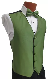 Men's Green Armanno Fullback Tuxedo Vest Choice of Bow or Long Tie Wedding Prom - Picture 1 of 7