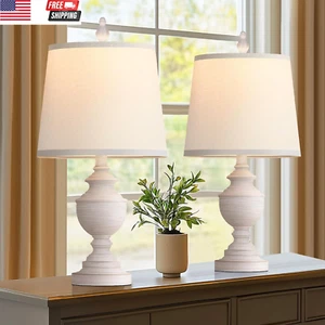 Retro Table Lamps Set of 2, Bedside Lamp for Bedroom Rustic Farmhouse Table Lamp - Picture 1 of 8