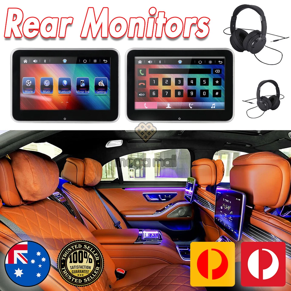 Android 8.0 Car Headrest Monitor RAM 2GB Rear Seat MP5 Player 4G WIFI Headphone - Image 1 of 3