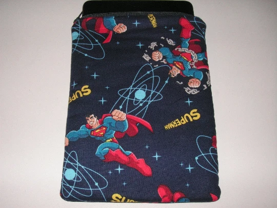 Superman comic DC zipper fabric mini ipad Kindle case sleeve cover pouch bag - Image 1 of 1