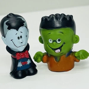 DRACULA & FRANKENSTEIN Halloween Mini Figure Rubber Finger Puppets Novelty 2009 - Picture 1 of 13