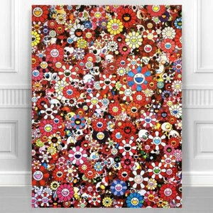 TAKASHI MURAKAMI Red Flowers CANVAS PRINT JAPANESE POP ART 8x10" - Picture 1 of 1