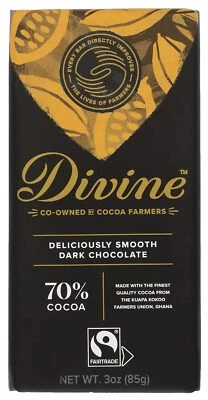 Chocolate Divino Deliciosamente Suave Chocolate Oscuro 70% Cacao 3 OZ Paquete de 4 Foto 1 de 2