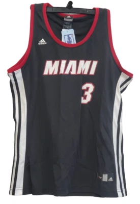 Camiseta deportiva para mujer Adidas de los fanáticos de la NBA Dwyane Wade Miami Heat #3 - negra, grande Foto 1 de 4