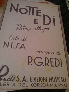 SPARTITO MUSICALE MUSIC SHEET NOTTE E DI NISA REDI ORCHESTRA SEGURINI 1943 - Picture 1 of 1