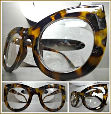 LENTES TRANSPARENTES ESTILO RETRO VINTAGE DE GRAN TAMAÑO GAFAS marco grueso de moda de leopardo Foto 1 de 4