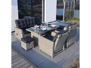 Green Spirit Asti Dining Garten Lounge Set Rattan Möbel Garnitur Sitz Ess Gruppe - Bild 1 von 23