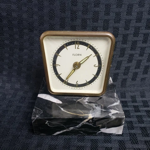 Vintage Florn West Germany Alarm Clock On Marble Base Cover