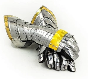 Caballero Medieval Dedo Armadura Guantelete Acero Antebrazo Guantes LARP Disfraz - Imagen 1 de 3