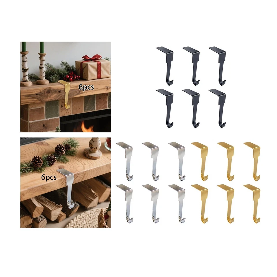 6 Pezzi Ganci per Calze di Natale Porta Calze Da  Supporti per Mensola Appendi - Immagine 1 di 1