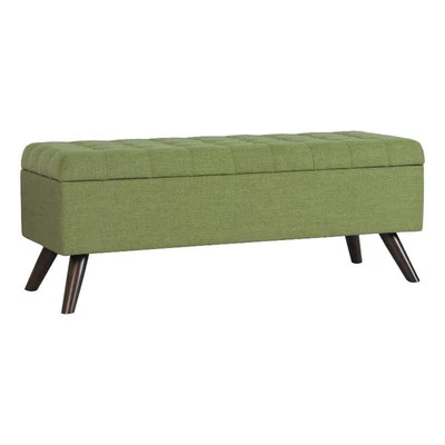 HomePop 18.5" Modern Fabric & Wood Tufted Storage Bench in Olive Green - Image 1 of 4