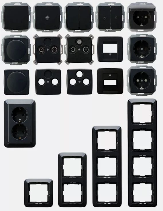 Kopp RIVO anthrazit Schalterprogramm Schutzkontakt Steckdose Schalter Rahmen - Bild 1 von 1