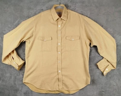 Camisa de vestir Turnbull & Asser para hombre L amarilla espiga botones bolsillos en el pecho Foto 1 de 4