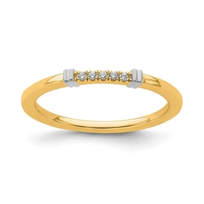1.5mm 14k Yellow & White Gold .04 Ctw Diamond Stackable Band - Image 1 of 4