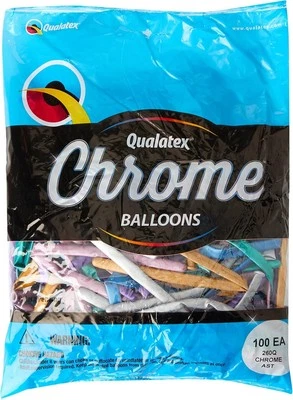 100 Modellier Ballons ORIGINAL Qualatex 260Q Luftballon - Chrome, - Bild 1 von 3