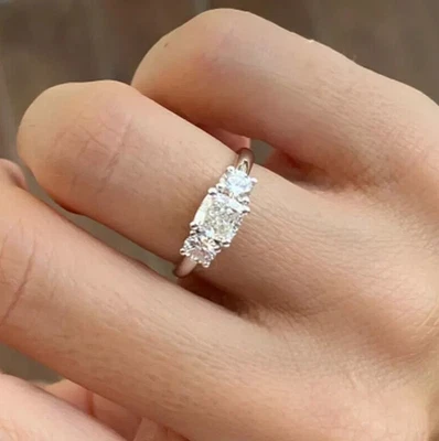 1.50Ct Diamond Wedding Ring IGI Certified Lab Grown Cushion Cut 14k White Gold - Image 1 of 4