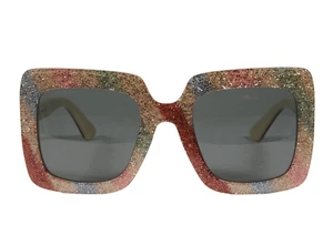 Gucci Womens Square Frame Stripe Glitter GG0328S Sunglasses GG0328S Shades - Picture 1 of 10