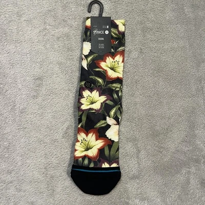 Calcetines Stance Para Hombre Medianos Negros Variegate Mezcla Floral Crew Informales Medio Cojín Foto 1 de 4