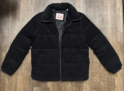 Chaqueta acolchada de pana Levi's negra para hombre talla S abrigo ligero con cremallera completa Foto 1 de 4