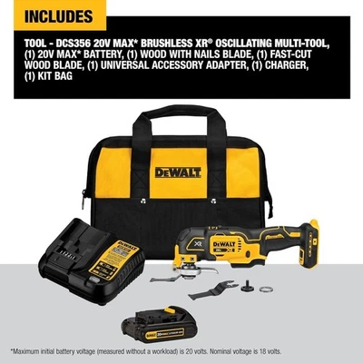 Kit de ferramentas oscilantes Dewalt DCS356C1 20V MAX XR com lâminas, bateria e carregador - Imagem 1 de 4