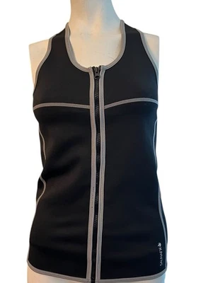 Mujeres M Negro Neopreno Sauna Cremallera Completa Chaleco Adelgazante Atleta Entrenamiento Saunafx Foto 1 de 4