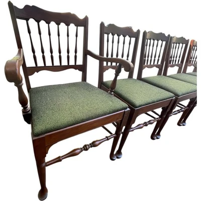 Juego de 6 sillas de comedor Pennsylvania House con respaldo de husillo de cerezo macizo auténticas años 60 Foto 1 de 4