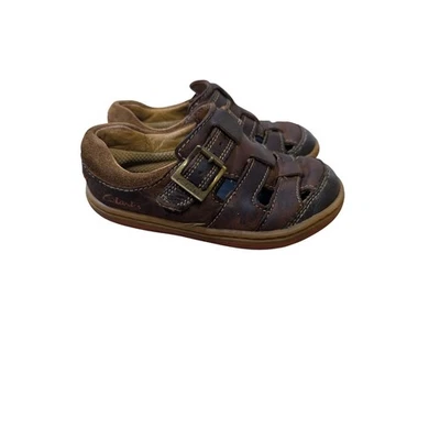 Clarks Boys Brown Leather Fisherman Sandals Shoes Youth Size 7 MW Toddler - Image 1 of 4