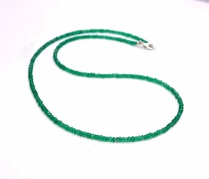 Collana perle pietre preziose rondelle sfaccettate onice verde 24'' anniversario mamma regali - Foto 1 di 16