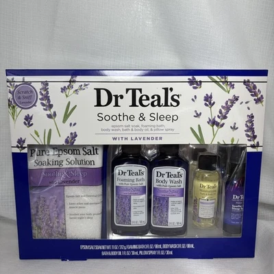 Dr. Teal's успокаивает и спит 5шт подарочный набор с лавандой новый, поврежденная коробка - Изображение 1 из 4