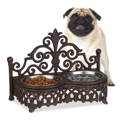 Futterbar hunde Doppelnapf Antik Nostalgie Futterständer schwer Futterbar Antik - Bild 1 von 4