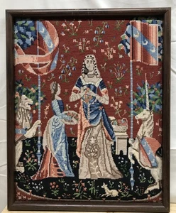 Vtg Dimensions 2128 CLUNY L’ODORAT Lady And Unicorn Completed Framed - Picture 1 of 10
