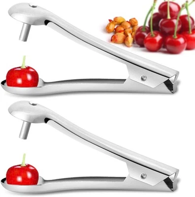 GIPIZI Cherry Pitter Tool, 2Pcs Stainless Steel Cherry Corer Pitter Portable Cherry See