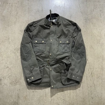 TM Lewin Thomas Mayes Jacket Mens Large Green Belted Field Coat Made England - Image 1 of 4